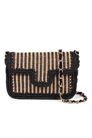 Crossbody Tasche in Raffia Optik