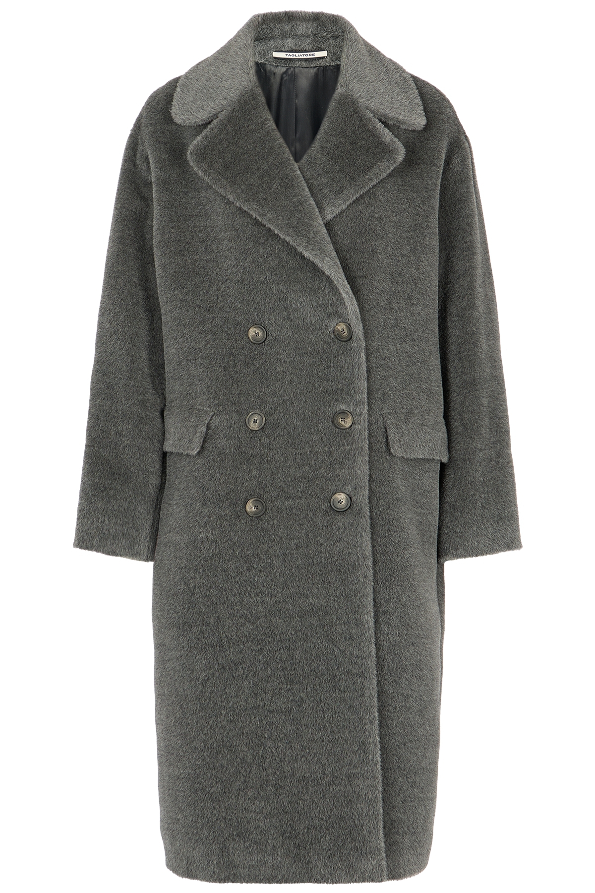 Aurora faux leather detail wool coat online