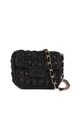 Crossbody Bag with Raffia Look